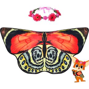 iROLEWIN Agrias أجنحة الفراشة للبالغين زهرة تاج الجري زي المرأة الجنية فستان موكب حفلة حديقة الأسرة in Kuwait