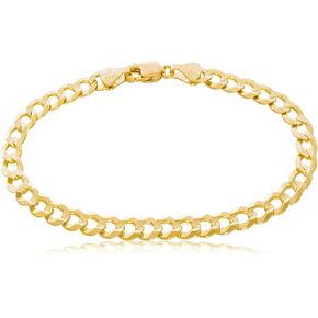 The Diamond Deal Mens Solid 10k Yellow Gold 8.2mm Shiny Cuban Comfort Curb Cuban Chain Necklace For men for Pendants Or Bracelet with Lobster-Claw Clasp (8.5" 22", 24", or 26 inch)