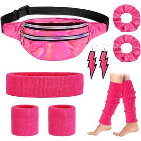 GZHOK 80s Outfits Costume Accessories 1980s Neon Dance Party Accessories Set for 1980s Theme Party Outfits