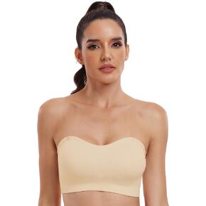 OBICUM Strapless Bras for Women Comfortable Non-Slip Silicone Bandeau Bra Seamless Tube to Bra