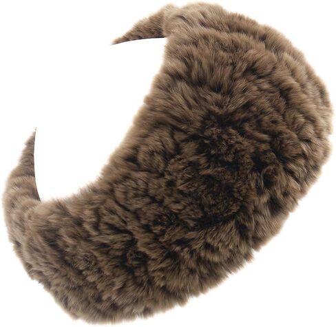 surell Rex Rabbit Textile Knit Headband - Winter Scarf Ear Warmers - Luxury Gift (Golden Brown) in Saudi Arabia