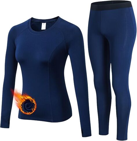 Tesuwel Womens Thermal Underwear Tops and Bottom Cold Weather Fleece Lined Base Layer for Ski Cycling Hiking Moisture Wicking in Saudi Arabia