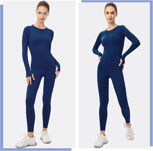 Tesuwel Womens Thermal Underwear Tops and Bottom Cold Weather Fleece Lined Base Layer for Ski Cycling Hiking Moisture Wicking in Saudi Arabia