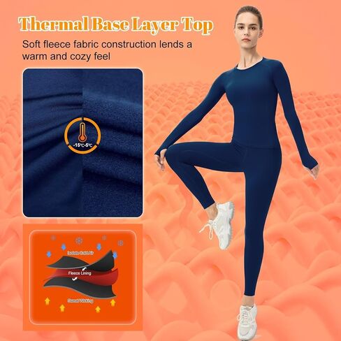 Tesuwel Womens Thermal Underwear Tops and Bottom Cold Weather Fleece Lined Base Layer for Ski Cycling Hiking Moisture Wicking in Saudi Arabia