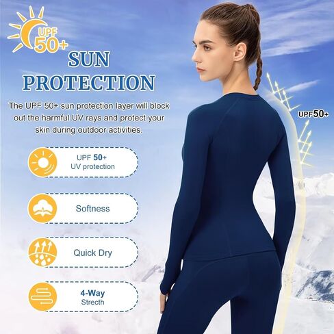 Tesuwel Womens Thermal Underwear Tops and Bottom Cold Weather Fleece Lined Base Layer for Ski Cycling Hiking Moisture Wicking in Saudi Arabia