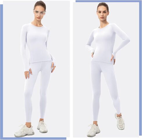 Tesuwel Womens Thermal Underwear Tops and Bottom Cold Weather Fleece Lined Base Layer for Ski Cycling Hiking Moisture Wicking in Saudi Arabia