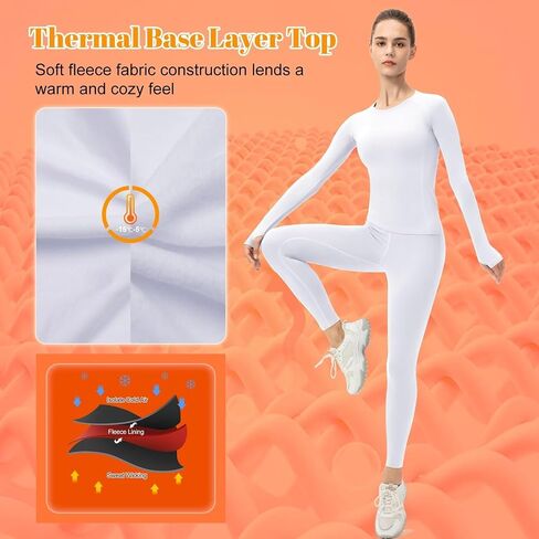 Tesuwel Womens Thermal Underwear Tops and Bottom Cold Weather Fleece Lined Base Layer for Ski Cycling Hiking Moisture Wicking in Saudi Arabia