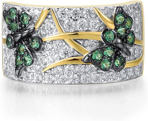 خاتم اليعسوب مطلي بالذهب عيار 14 قيراط من Santuzza مكعب زركونيا 925 من الفضة الاسترليني على شكل فراشة in Kuwait