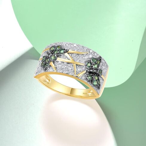 خاتم اليعسوب مطلي بالذهب عيار 14 قيراط من Santuzza مكعب زركونيا 925 من الفضة الاسترليني على شكل فراشة in Kuwait