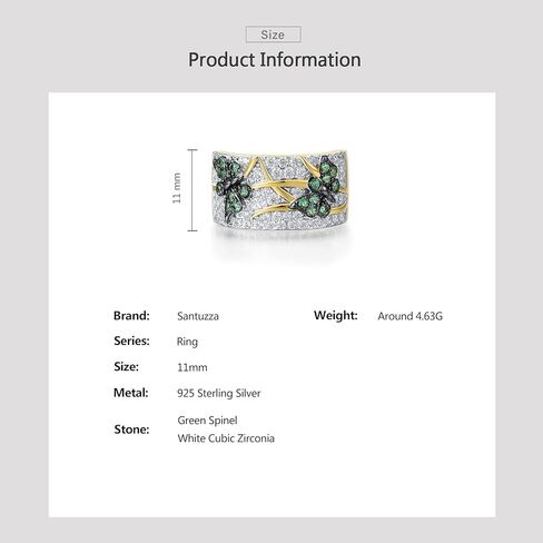 خاتم اليعسوب مطلي بالذهب عيار 14 قيراط من Santuzza مكعب زركونيا 925 من الفضة الاسترليني على شكل فراشة in Kuwait