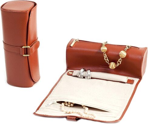 Time Factory AJ-BB531BLK Black Leather Jewelry Roll with Zip in Saudi Arabia