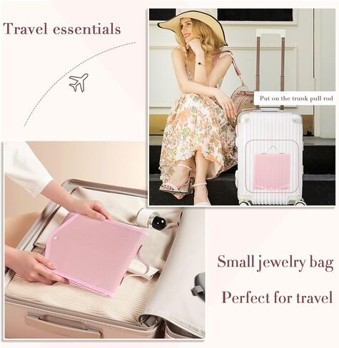 اولير حقيبة منظم مجوهرات للسفر، حامل منظم مجوهرات للسفر قابل للطي مع مرآة، حقيبة مجوهرات للسفر مقاومة للماء لتخزين الخواتم والاقراط والقلائد والاساور in Kuwait