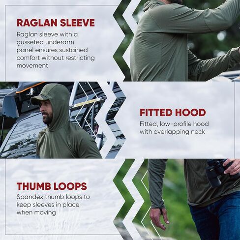 Vertx Men's Merino Wool Base Layer Hoody Pullover, Long Sleeve, Quick Dry, Outdoor Wear, Tactical Clothing in Saudi Arabia