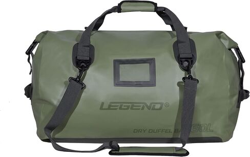 LEGEND Waterproof Travel Bag - Heavy Duty Duffel Bag for Camping, Gym, Outdoor Trips - Watertight PVC Dry Bag with Waterproof Zipper, Welded Seams, Inner Mesh Pocket, Outside Pocket (40L, Army Green) in Saudi Arabia