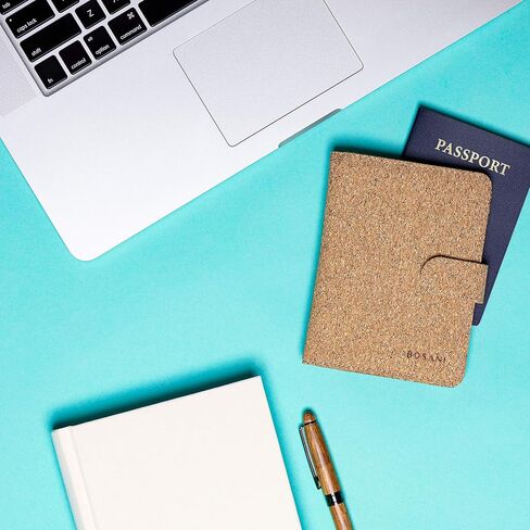 Natural Beautiful Soft Cork Vegan Passport Holder with RFID blocking to keep your cards safe in Saudi Arabia