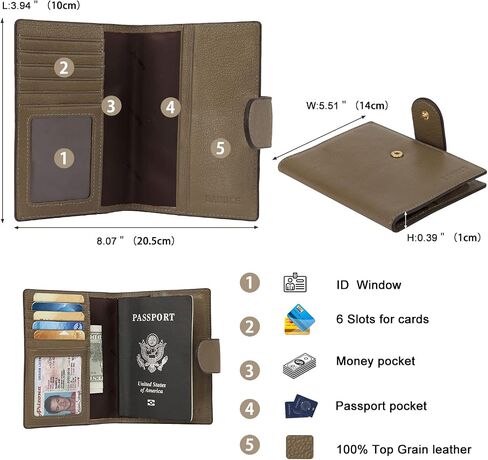 Banuce Top Grains Leather Passport Cover For Men Women Unisex Card Holder Travel Wallet Case Sleeve Dark Blue in Kuwait