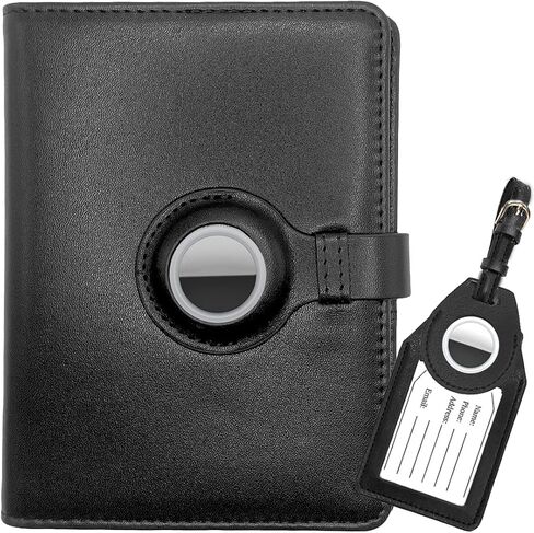 حامل جواز السفر من Acme Basics مع فتحة AirTag بالإضافة إلى بطاقة الأمتعة وحامل AirTag، غطاء جواز السفر لبطاقة الصعود إلى الطائرة، واللقاح، والهوية، والبطاقات، وحجب RFID، وحقيبة جواز السفر للرجال والنساء والسفر العائلي in Kuwait