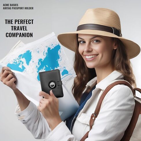 حامل جواز السفر من Acme Basics مع فتحة AirTag بالإضافة إلى بطاقة الأمتعة وحامل AirTag، غطاء جواز السفر لبطاقة الصعود إلى الطائرة، واللقاح، والهوية، والبطاقات، وحجب RFID، وحقيبة جواز السفر للرجال والنساء والسفر العائلي in Kuwait