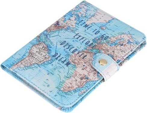 Fdit Passport Holder Wallet Protective Premium PU Leather Travel Wallet Passport Cover Case Blocking Case for Travel Passports Identity Theft Protection(#Map) in Saudi Arabia