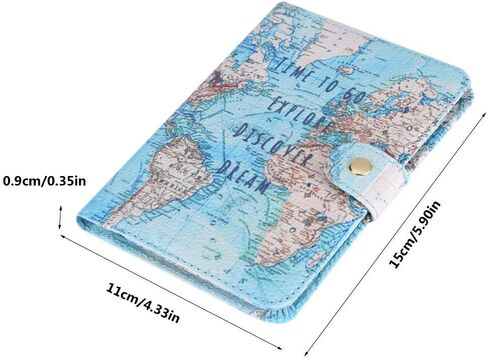 Fdit Passport Holder Wallet Protective Premium PU Leather Travel Wallet Passport Cover Case Blocking Case for Travel Passports Identity Theft Protection(#Map) in Saudi Arabia