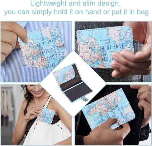 Fdit Passport Holder Wallet Protective Premium PU Leather Travel Wallet Passport Cover Case Blocking Case for Travel Passports Identity Theft Protection(#Map) in Saudi Arabia