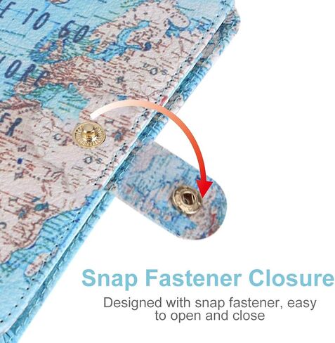 Fdit Passport Holder Wallet Protective Premium PU Leather Travel Wallet Passport Cover Case Blocking Case for Travel Passports Identity Theft Protection(#Map) in Saudi Arabia
