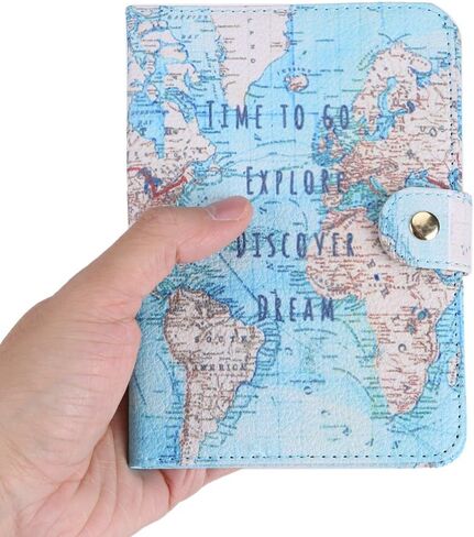 Fdit Passport Holder Wallet Protective Premium PU Leather Travel Wallet Passport Cover Case Blocking Case for Travel Passports Identity Theft Protection(#Map) in Saudi Arabia