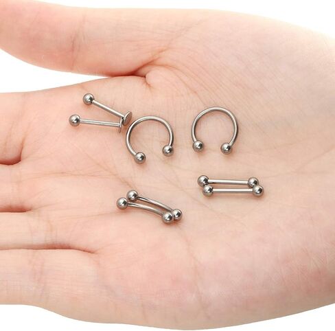 Zysta 8 قطع 16 جرام من التيتانيوم على شكل حدوة حصان حلقة ثقب الأذن مجموعة حلق الحاجب الحلمة البطن 316L الزنمة اللولبية الغضروف الحاجز الشفاه اللسان حلقات الحديد الأقراط in Kuwait