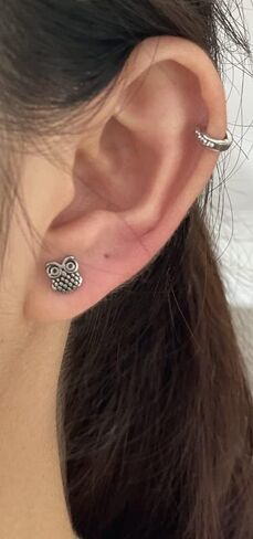 16G Owl Cartilage Tragus Minimalist Small Stud Earrings for Women Men Teen Girls Boys Cute Tiny Minimalist Stainless Steel Barbell Screw Back Helix Hypoallergenic Animal Ear Piercing Jewelry Gifts in Saudi Arabia