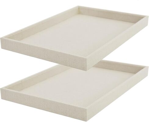 JETEHO Jewelry Tray for Drawers Linen Jewelry Display Tray Stackable Jewelry Trays Stackable Jewelry Organizer Trays for Necklace Bracelet Ring Watch Tray Felt Jewelry Tray(2 Pack) in Kuwait