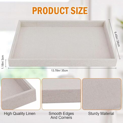 JETEHO Jewelry Tray for Drawers Linen Jewelry Display Tray Stackable Jewelry Trays Stackable Jewelry Organizer Trays for Necklace Bracelet Ring Watch Tray Felt Jewelry Tray(2 Pack) in Kuwait
