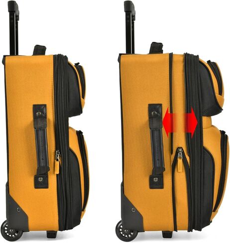 U.S. Traveler Rio Rugged Fabric Expandable Carry-on Luggage Set, Black, 2 Wheel, Set of 2 in Kuwait