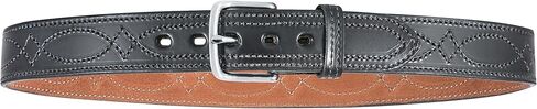 Bianchi B12 Fancy Stitched Belt, 1.5" Width, Finish, Chrome Buckle, Size 42, Black in Saudi Arabia