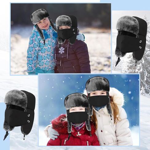 Chuarry 2 Pcs Trapper Hats Boys Winter Hat Kids Tapper Trooper Hat Outdoor Warm Girls Ski Cap Hunting Hat in Saudi Arabia