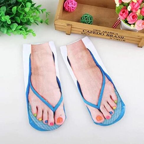 Ryshman 3D Manicure Print Socks Funny Flip Flop Socks 3D Pattern Socks Sandal Socks Low Cut Ankle Silly Socks- A Gag Gift in Saudi Arabia