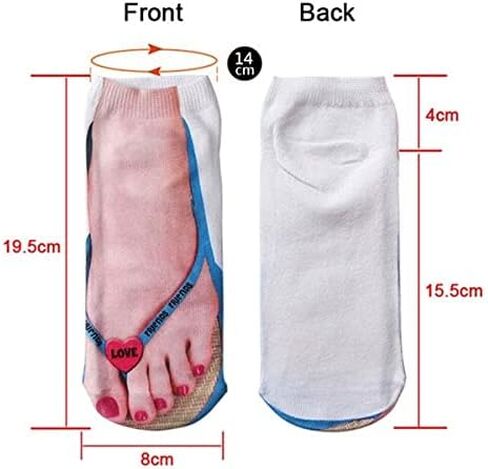Ryshman 3D Manicure Print Socks Funny Flip Flop Socks 3D Pattern Socks Sandal Socks Low Cut Ankle Silly Socks- A Gag Gift in Saudi Arabia