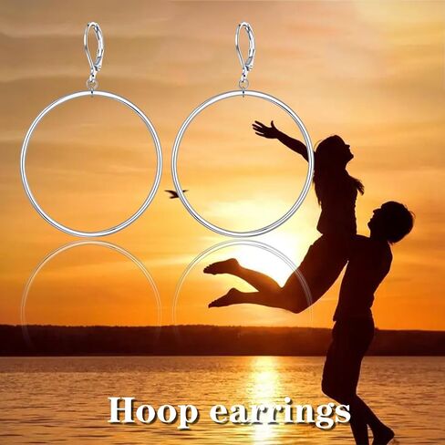 Silver Large Big Hoop Dangle Drop Earrings for Women Girls Hypoallergenic in Saudi Arabia