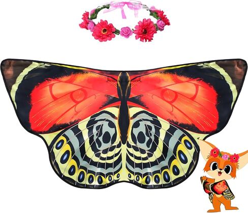 iROLEWIN Agrias أجنحة الفراشة للبالغين زهرة تاج الجري زي المرأة الجنية فستان موكب حفلة حديقة الأسرة in Kuwait