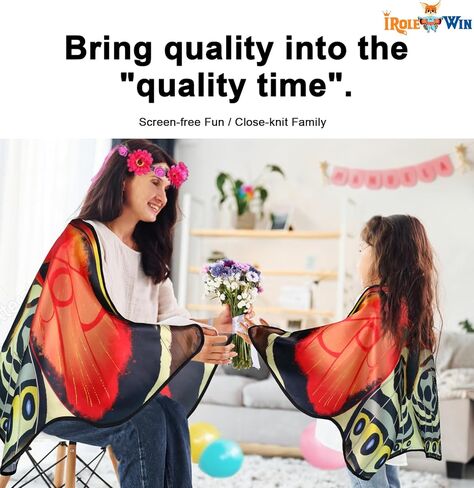 iROLEWIN Agrias أجنحة الفراشة للبالغين زهرة تاج الجري زي المرأة الجنية فستان موكب حفلة حديقة الأسرة in Kuwait