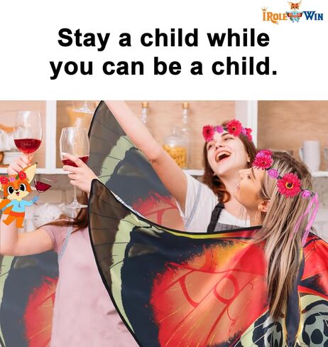 iROLEWIN Agrias أجنحة الفراشة للبالغين زهرة تاج الجري زي المرأة الجنية فستان موكب حفلة حديقة الأسرة in Kuwait