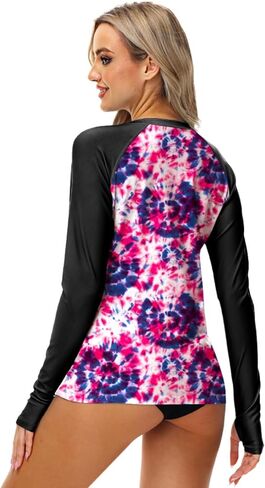 AOBUTE Women Zipper Rash Guard UPF 50+ Sun Protection Swim Shirt Surf Top with Thumb Hole in Kuwait