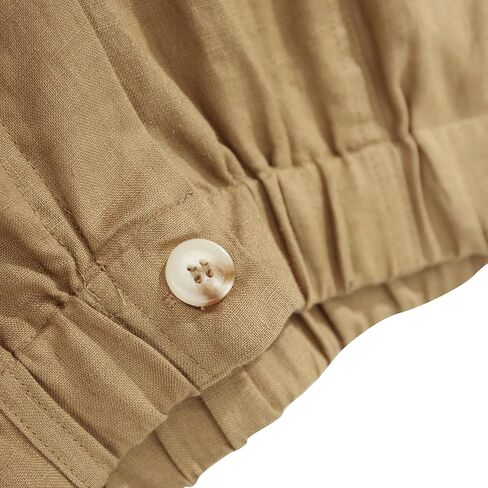 Amazhiyu Womens Pure Linen Wide Leg Cargo Pants Elastic Waist Baggy Jogger with Pockets in Saudi Arabia