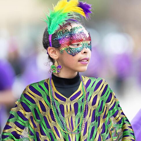 7 Pcs Mardi Gras Outfit for Women Feathers Headband Party Headwear Beads Necklaces Shawl Scarf Dangle Earrings Eye Mask in Saudi Arabia