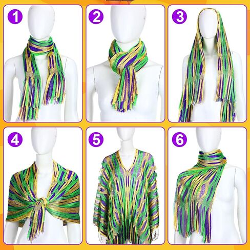7 Pcs Mardi Gras Outfit for Women Feathers Headband Party Headwear Beads Necklaces Shawl Scarf Dangle Earrings Eye Mask in Saudi Arabia