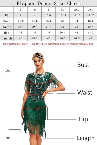 YACHARM 1920s Flapper كم طويل مهدب كوكتيل غاتسبي هادر 20s فستان مُطرز بالترتر مع مجموعة إكسسوارات 20s in Saudi Arabia