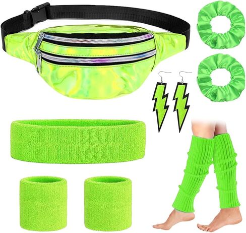 GZHOK ملابس الثمانينات مجموعة إكسسوارات حفلات الرقص النيون في الثمانينات لملابس الحفلات ذات الطابع الخاص بالثمانينات in Kuwait