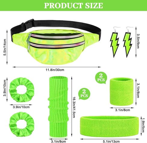 GZHOK ملابس الثمانينات مجموعة إكسسوارات حفلات الرقص النيون في الثمانينات لملابس الحفلات ذات الطابع الخاص بالثمانينات in Kuwait