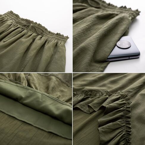 Scarlet Darkness Renaissance Midi Skirt Asymmetrical Ruffle Summer Flowy Skirt with Pockets in Saudi Arabia