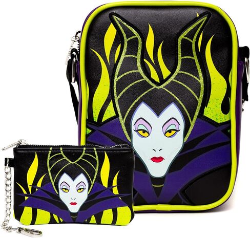 Disney Bag and Wallet Combo, Sleeping Beauty Maleficent Pose Close Up, Vegan Leather in Saudi Arabia