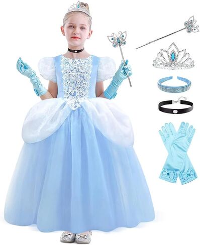 زي الأميرة للفتيات الصغيرات من زالونجي، زي الأميرات الفاخر لحفلات الهالوين وعيد الميلاد 3-11T in Kuwait